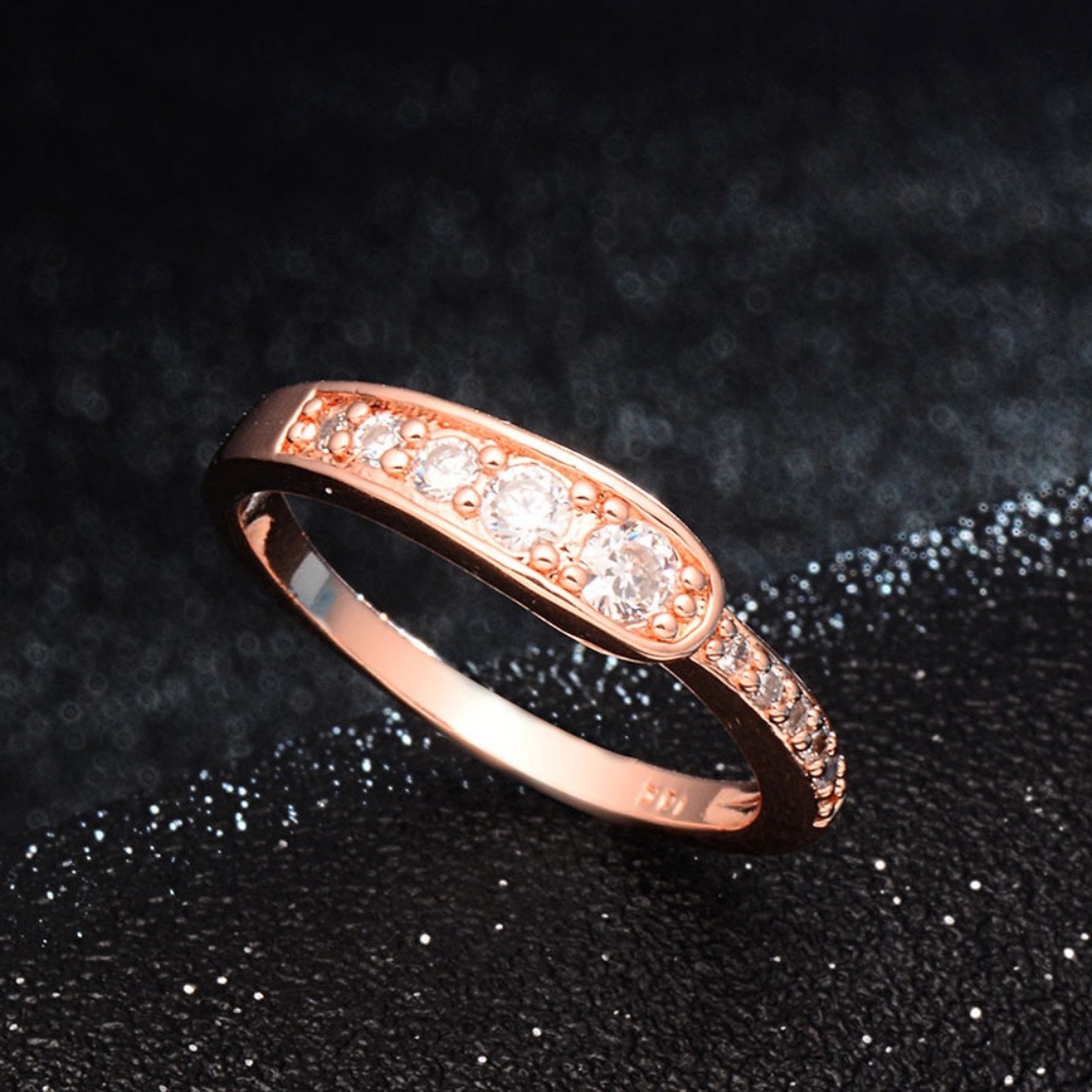 Gold Cubic Zircon Crystal Eternity Ring - Picture 2 of 4